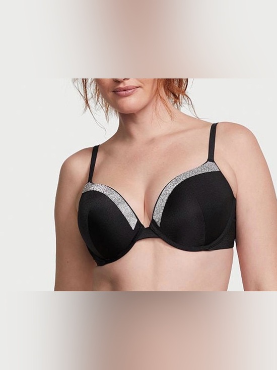 Victoria's Secret Other - Victorias‎ Secret Bikini Top Black Plunge with Silver Trim 34DD